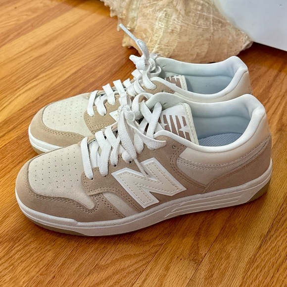 New Balance Shoes - New Balance Tan and White Casual Sneakers